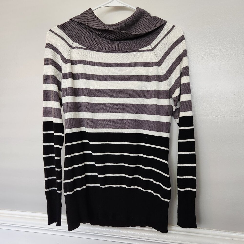 Trendy (again?) Cowl Neck Stripped Sweater by Questions